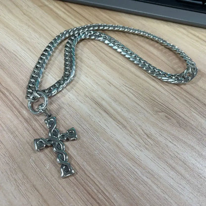 KALEN Personalized Cross Pendant Necklace Men's Women's Choker 13mm Chunky Shiny Stainless Steel Jewelry Street Accessories