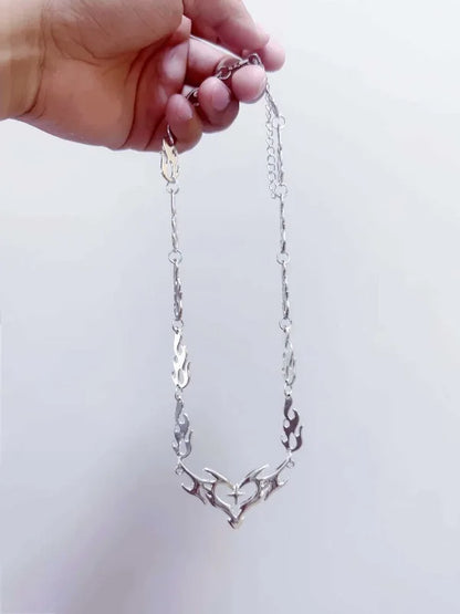 Punk Pendant Necklace Bramble Flame Peach Heart Hollow Necklaces Hip Hop Flame Collares Con Colgante Man's Necklace K101365