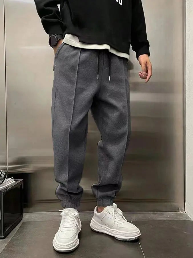 Men's Hip Hop Loose Fit Jogger Pants 2025 Thick Warm Fleece Sweatpants with Drawstring Elastic Cuffs for Casual Streetwear