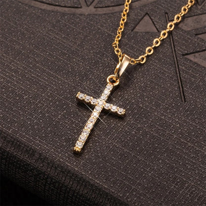 GANEMLY 316L Stainless Steel Casting Metal Cross Pendant Necklace For Men Women Punk Hip Hop Chain Collar Jewelry Waterproof