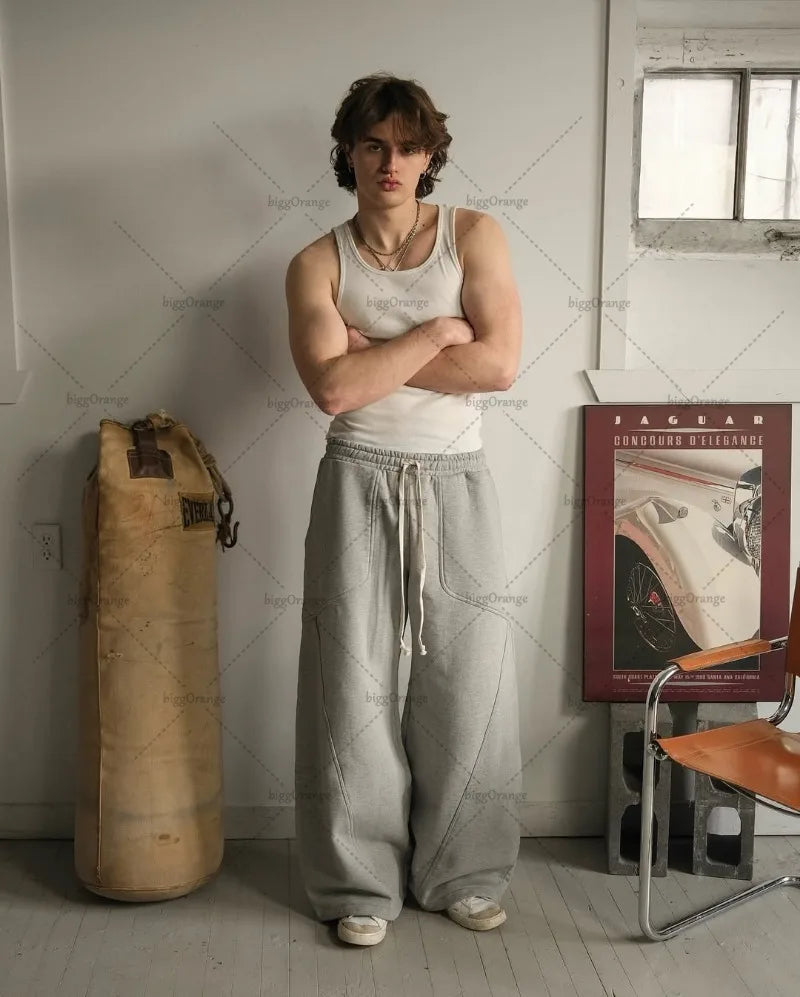 2025 Street Hip-hop Goth Harajuku Fashion Versatile Straight Wide-leg Pants Men American Retro Y2K Casual Loose Trousers Women