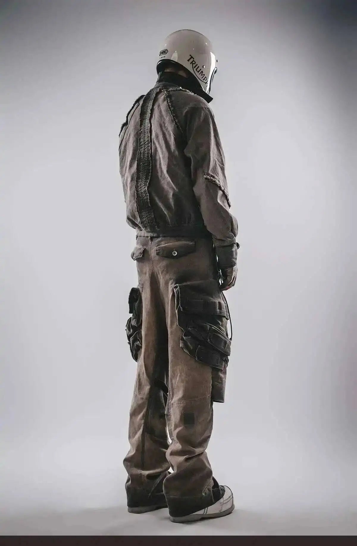 HKSH Spring Autumn New Men's Tide Punk Splice Jackets Split Burr Washed Retro Waste Land Chic Coat Dark Cotton Streetwear HK2418