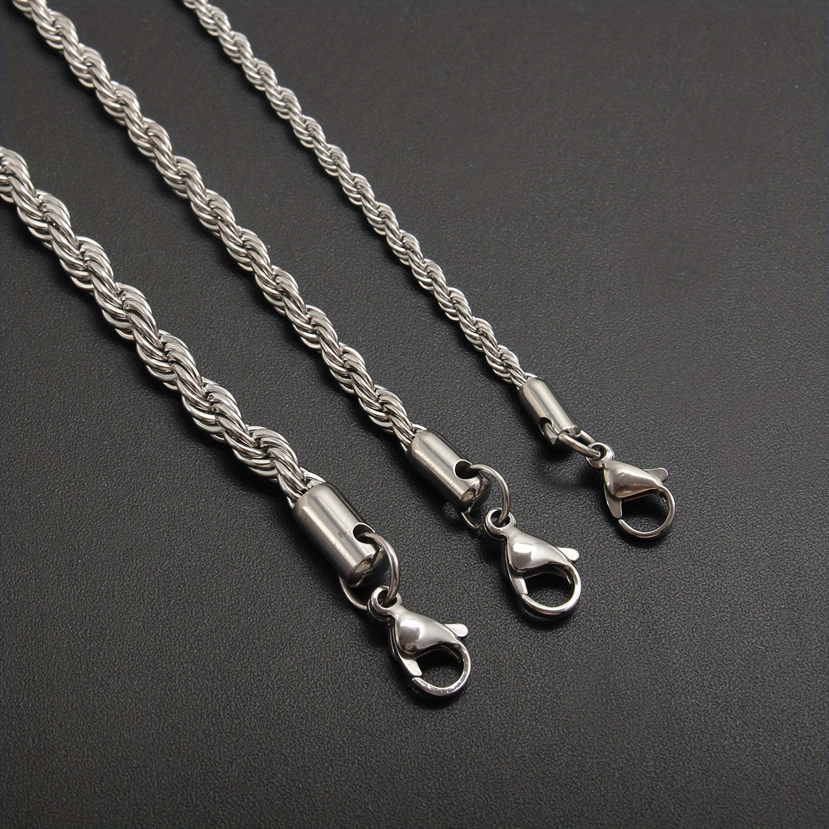 1pc Stainless Steel Twisted Chain Hip Hop Pendant Necklace for Men and Women
