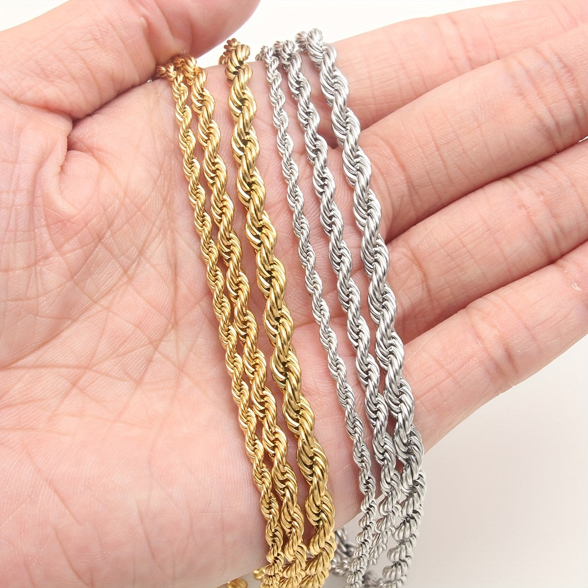 1pc Stainless Steel Twisted Chain Hip Hop Pendant Necklace for Men and Women