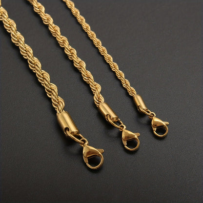 1pc Stainless Steel Twisted Chain Hip Hop Pendant Necklace for Men and Women