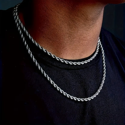 1pc Stainless Steel Twisted Chain Hip Hop Pendant Necklace for Men and Women