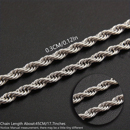 1pc Stainless Steel Twisted Chain Hip Hop Pendant Necklace for Men and Women